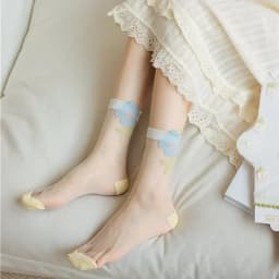 Women Crystal Silk Socks Ultra-thin Breathable Elastic Long Socks See Through Transparent Harajuku Flower Cute Lace Socks Summer