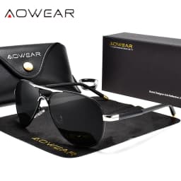 AOWEAR Men's Aviation Sunglasses Men Polarized Mirror Sunglass for Man HD Driving Pilot Sun Glasses Lunettes De Soleil Homme