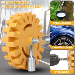 SIFANG Car Eraser Wheel Adhesive Remover Rubber Wheel, Smooth Power Drill Adapter, Paint Repair Rubber Vinyl Decals Removal Tool