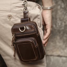 JOYIR Men's Leather Waist Bag Vintage Cowhide Leather Man Belt Pouch Casual Male Fanny Pack Waist Pack Phone Pouch New
