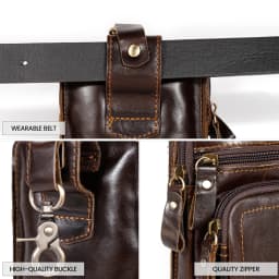 JOYIR Men's Leather Waist Bag Vintage Cowhide Leather Man Belt Pouch Casual Male Fanny Pack Waist Pack Phone Pouch New