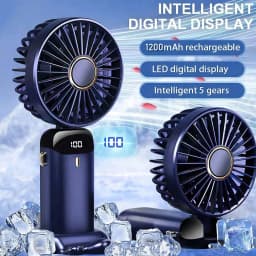 Portable Handheld Personal Rechargeable Fan LED Digital Display 90°Adjustable Rechargeable Fan , 5 Speed Wind Mini Aromatherapy