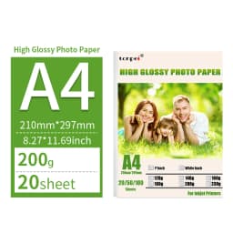 A4 Photo Printing Paper Photo Paper For Inkjet Printers 200G Glossy Single-Sided Photo Paper Coated Paper 20 Pcs 8.27*11.69 Inch
