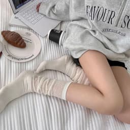 1/2 Pairs Women Lolita Thin Mid Length Socks Are Comfortable Breathable Knee-socks Lace Casual Soft Solid Simple Vertical Socks