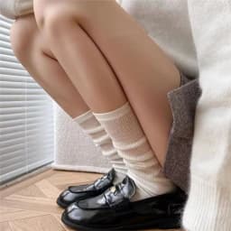 1/2 Pairs Women Lolita Thin Mid Length Socks Are Comfortable Breathable Knee-socks Lace Casual Soft Solid Simple Vertical Socks