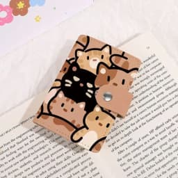 New Cartoon Cat Print Mini Wallet Large Capacity Card Holder Portable Cute Small ID Storage Bag Card Case Multi-Card Holder