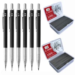 Metal Mechanical Pencil Large capacity Lead Refills Set 0.3, 0.5, 0.7, 0.9 2.0 Mechanical Pencils for Writing Drawing Sketching