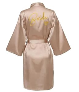 Wedding Party Team Bride Robe Kimono Satin Pajamas Bridesmaid Bathrobe Gold Letter SP089