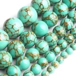 Natural Turquoises Howlite Stone Sediment Jaspers Round Loose DIY Beads for Jewelry Making Christmas Gift Bracelets 15'' 4-12mm