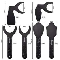 6pcs Dental Orthodontic Black Background Photo Image Contrast Board Metal Oral Cheek Plate with Scale Mark Autoclavable Tools