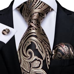 Men Tie Orange Paisley Luxury Polyester Wedding Prom 8cm Necktie Set Pocket Square Cufflinks Gift for Husband Men Accessory
