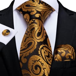 Men Tie Orange Paisley Luxury Polyester Wedding Prom 8cm Necktie Set Pocket Square Cufflinks Gift for Husband Men Accessory