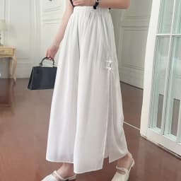 Vintage Women's Wide-Leg Pants High-Waisted Skirt Pants Loose Casual Straight-leg Pants Summer Chinese Style Women's Trousers