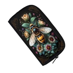 Cute Bee Dragonfly Moth Butterfly Wallet Fantasy Honey Bee Flowers Money Bags ID Credit Card Holder Insects Long Clutch Pouch