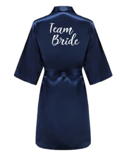 Satin Silk Robes Plus Size Wedding Bathrobe Bride Bridesmaid Mother Maid of Honor Gown Women Clothing Sleepwear Navy Blue