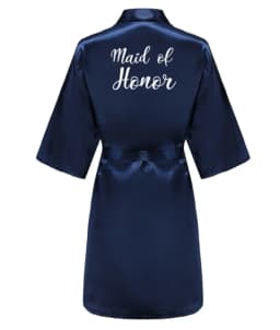 Satin Silk Robes Plus Size Wedding Bathrobe Bride Bridesmaid Mother Maid of Honor Gown Women Clothing Sleepwear Navy Blue