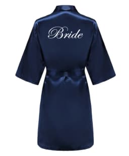 Satin Silk Robes Plus Size Wedding Bathrobe Bride Bridesmaid Mother Maid of Honor Gown Women Clothing Sleepwear Navy Blue