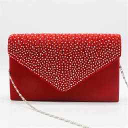 Women'S Fashion Elegant Clutches Trend Satin Rhinestone Shoulder Bag With Thin Chain Party Banquet Dress Matching Evening Bags