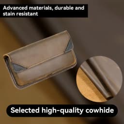 1pcGenuine Leather Waist Bag for Men, Casual Flip Cover, Phone Holster Case with Belt Clip, Mobile Phone Pouch for iPhone 15
