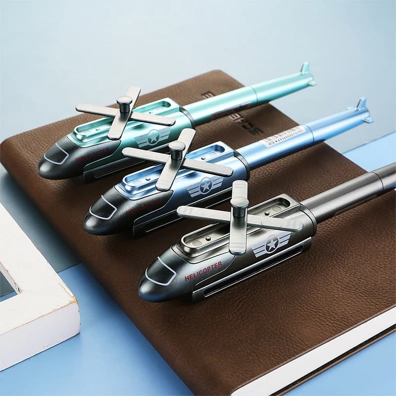 1Pcs Creative Helicopter Metal Gel Pen 0.5mm Writing Novelty Kids Toys Gifts Pen Random Color School Office Stationery Supplies