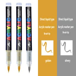 3Pcs White Marker Paint Pens set Permanent Brush Pen for Art projects, Drawing, Rock Painting, Stone Ceramic Glass Wood Plastic