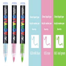 3Pcs White Marker Paint Pens set Permanent Brush Pen for Art projects, Drawing, Rock Painting, Stone Ceramic Glass Wood Plastic