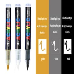 3Pcs White Marker Paint Pens set Permanent Brush Pen for Art projects, Drawing, Rock Painting, Stone Ceramic Glass Wood Plastic