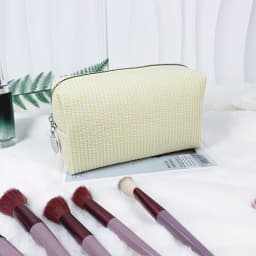 Fashion Women Ruffle Cosmetic Bags Pink/Purple Striped Storage Make Up Bags for Women Lady with Zipper Travel Bag Makeup Bag