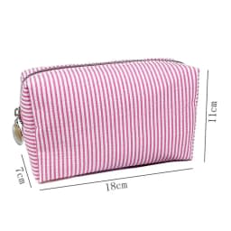 Fashion Women Ruffle Cosmetic Bags Pink/Purple Striped Storage Make Up Bags for Women Lady with Zipper Travel Bag Makeup Bag