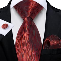 Luxury Floral Striped Solid Men's 8 cm Red Tie Set Handkerchief Cufflinks Business Wedding Prom Groom Accsessories Gift Men
