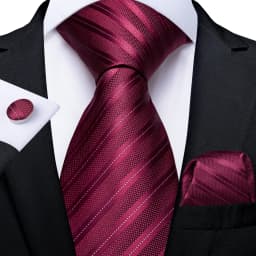 Luxury Floral Striped Solid Men's 8 cm Red Tie Set Handkerchief Cufflinks Business Wedding Prom Groom Accsessories Gift Men