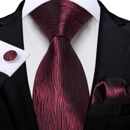 Luxury Floral Striped Solid Men's 8 cm Red Tie Set Handkerchief Cufflinks Business Wedding Prom Groom Accsessories Gift Men