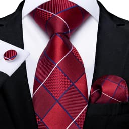 Luxury Floral Striped Solid Men's 8 cm Red Tie Set Handkerchief Cufflinks Business Wedding Prom Groom Accsessories Gift Men