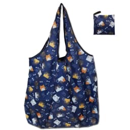 Women's Foldable Cat Flower Pattern Large Shopping Bag Washable Leopard Print Reusable Easy To Carry Capacity Handbags Pouch