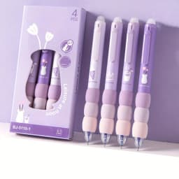 4PCS set Soft Cloud Grip Erasable Press Gel Pen ST Tip Quick Drying Ballpoint Pen Student 0.5mm Black Ink Office Accessories