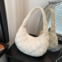 Fashion Women Large Capacity Quilted Tote Bags Down Cotton Padded Shoulder Bags Girls Underarm Bags Puffy Handbags