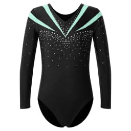 Children Gymnastics Ballet Dance Leotard Set Shiny Rhinestone Long Sleeve Jumpsuit with Shorts Outfits for Girls Sport Dance