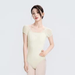 Women Short Sleeve Ballet Leotards Pink Dance Bodysuit for Gymnastics/Yoga/Swimming/Lyrical