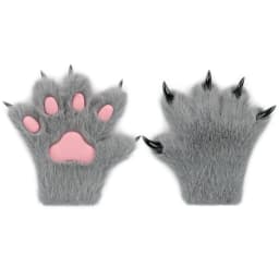 Furry Fur Cat Wolf Fox Dog Fluffy Animal Paws Claws Gloves Mittens Hands Costume Cosplay Halloween Christmas for Kids