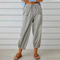 Cotton Linen Harem Pants Women Casual Elastic High Waist Lace Up Loose Ankle Trousers Vintage Harajuku Wide Leg Straight Pants