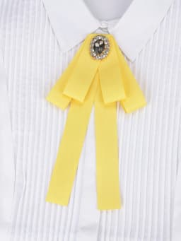 Korean Style Cotton Ribbon Solid Bow Tie Brooch For Women Crystal Collar Shirts Dress Necktie Ladies Fashion Jewelry Accessories