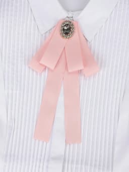 Korean Style Cotton Ribbon Solid Bow Tie Brooch For Women Crystal Collar Shirts Dress Necktie Ladies Fashion Jewelry Accessories