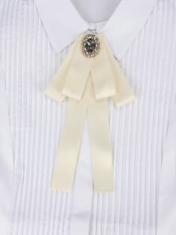 Korean Style Cotton Ribbon Solid Bow Tie Brooch For Women Crystal Collar Shirts Dress Necktie Ladies Fashion Jewelry Accessories