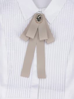 Korean Style Cotton Ribbon Solid Bow Tie Brooch For Women Crystal Collar Shirts Dress Necktie Ladies Fashion Jewelry Accessories