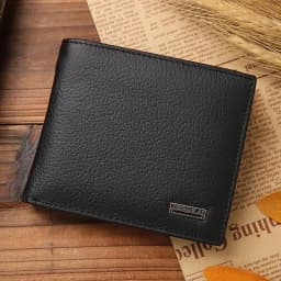 New Men Wallets Premium Product Real Cowhide for Man Short Black Walet Portefeuille Homme