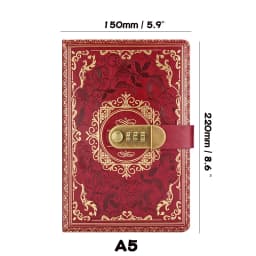 Retro Digital Password Notebook Journal With Lock A5,Diary Perfect for Men and Women-PU Leather Combination Lock Persons Privacy