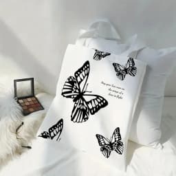 Kawaii Chic Cartoon Animals Cat Large Capacity Tote Bag Butterfly, Panda Stylish Shoulder Bag for Women