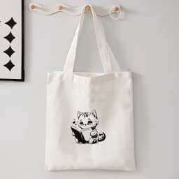 Kawaii Chic Cartoon Animals Cat Large Capacity Tote Bag Butterfly, Panda Stylish Shoulder Bag for Women