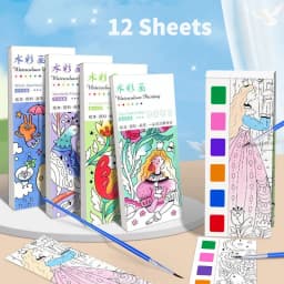 Portable Watercolor Painting Book Paint With Water Gouache Graffiti Picture Coloring Books Brush Set Drawing Students Gift