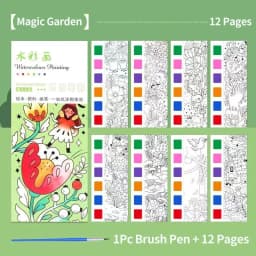 Portable Watercolor Painting Book Paint With Water Gouache Graffiti Picture Coloring Books Brush Set Drawing Students Gift